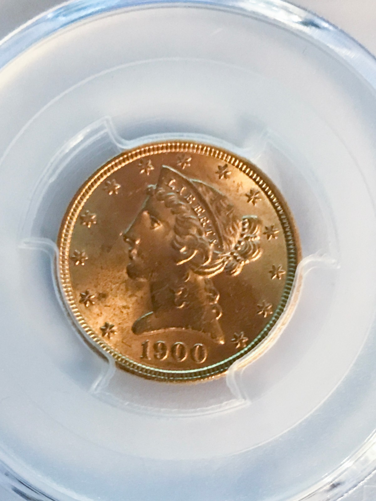 1900 $5 Liberty Head Gold PCGS MS63