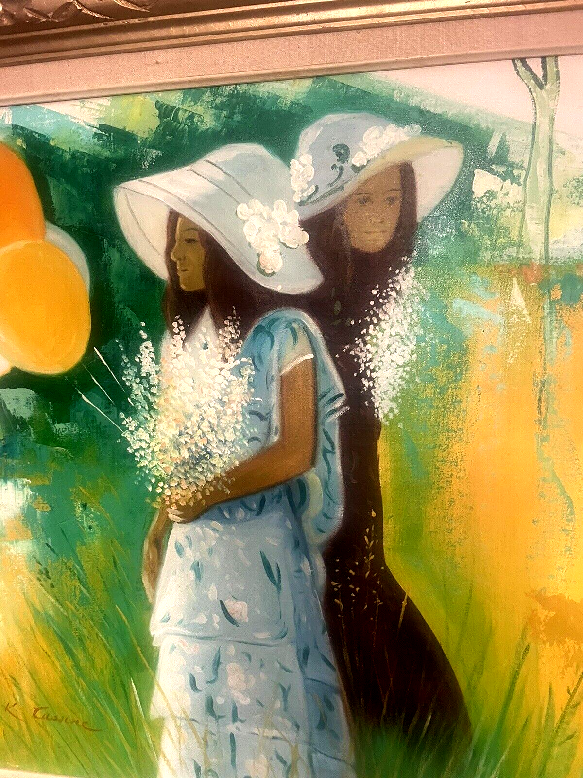 Original quality vintage art "Girls with Baloons" FRENCH SCHOOL IMPRESSIONISM