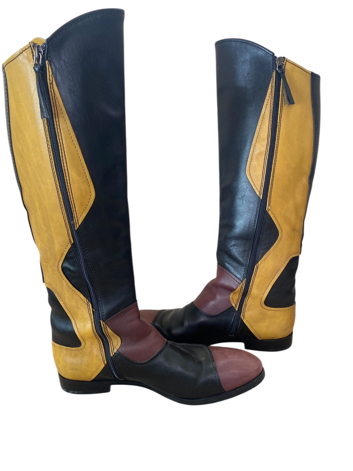 Miu Miu Multi Color Leather Boots Size 38.5 Side Zipper | eBay