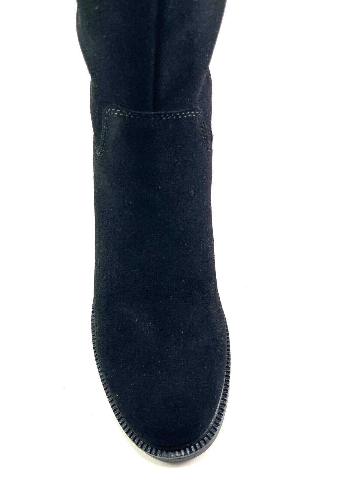 Pre-owned Bonavi 1017h09 Black Suede Leather Over The Knee Block Heel Winter Boot