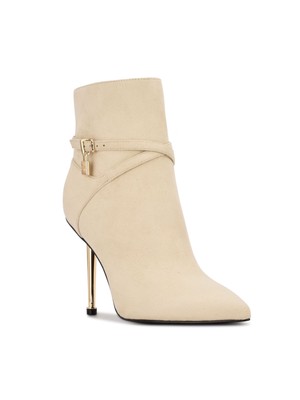 Женские ботильоны NINE WEST Comfort Tarin цвета слоновой кости с острым носком на шпильке и застежкой-молнией, 7,5 М
