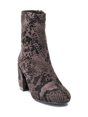 G.C. SHOES Womens Gray Python Penny Block Heel Zip-Up Boots Shoes 9.5