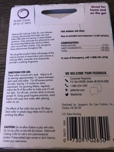 PetArmor 30 Day Calming Collar For Kittens and Cats up to 15