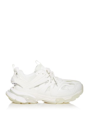 

BALENCIAGA Женские белые 1-дюймовые спортивные кроссовки на платформе с лазерной резкой и трековым носком, Белый, 542436W3CR1