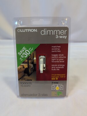 Lutron TG-603PH-LA Toggler Light Almond 600 W 3-Way Dimmer Switch 1 pk