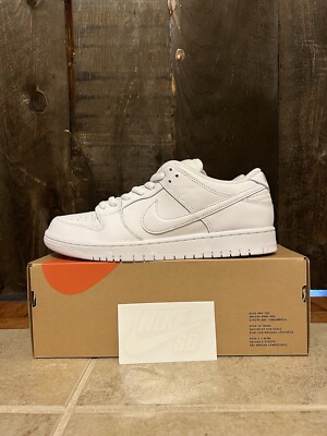 Nike SB Dunk Low Pro  Triple White  Size 11.5 MENS Orange Label FJ1674-100 NEW