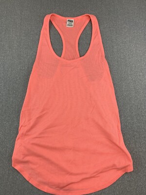 Victoria's Secret PINK Ribbed Knit Racerback Tank Top Womens Large Orange Active