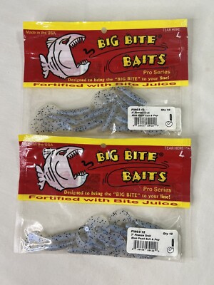 Big Bite Baits Pro Series 3  Finesse Grub Blue Pearl Salt & Pep 2 Packs Of 10