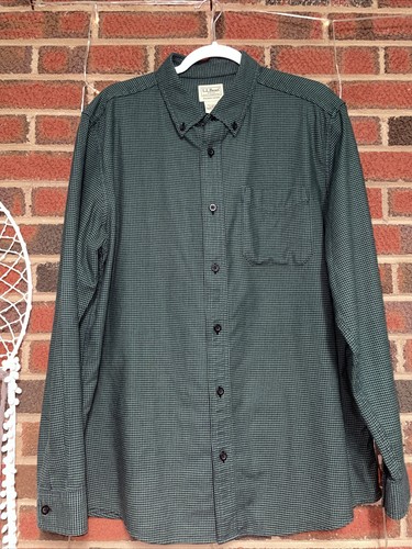 LL Bean Wicked Good Flannel Shirt Men's Large Slightly Fitted Houndstooth EEUC
