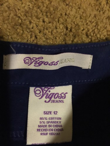 Vigoss Jeggings Sz 12 Solid Blue Cotton Blend Winter Everyday NWOT!