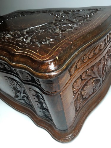 Antique Ornate Carved Wood Box 11