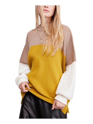 Женские свитера FREE PEOPLE бежевого цвета с длинным рукавом и имитацией шеи S