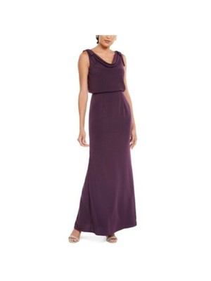 

ADRIANNA PAPELL Женское Фиолетовое Макси Коктейльное Платье с Вырезом Хомутом и Прямыми Штанинами, Фиолетовый