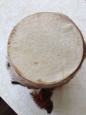 VINTAGE TRIBAL DRUM DEER HIDE DRUM WITH HANDLE HANDMADE ANIMAL SKIN DRUM