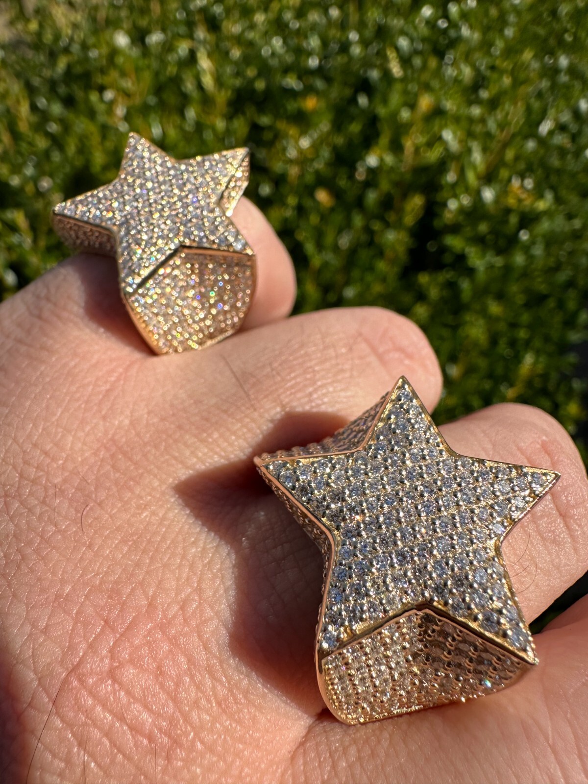 Pre-owned Silver 4.99ct Real Diamond Hip Hop Solid 14k Yellow Gold Iced Star Ring Size 7-13 22g