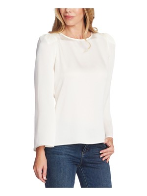 

VINCE CAMUTO Женская блузка цвета слоновой кости с длинными рукавами и вырезом под горло Размер, Цвет слоновой кости