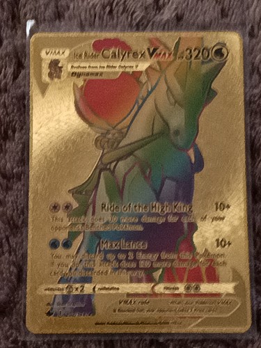 Pokémon TCG Ice Rider Calyrex VMAX Gold Foil Rare with Top