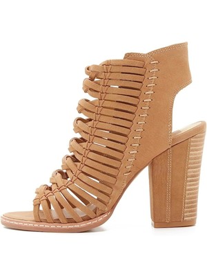 

Женское седло DOLCE VITA из нубука с коричневыми ремешками на каблуке Amina Gladiator Sandles, Коричневый, AMINA