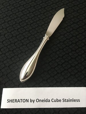 Nice! Orig USA Production Sheraton Oneida CUBE Stainless Master Butter Knife