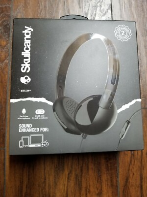 New Skullcandy Stim On-Ear Wired Headphones In-Line Mic black head phones