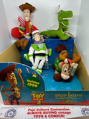 1999 Mattel Disney Toy Story 2 Star Beans Holiday Christmas Edition Set Inv-1933
