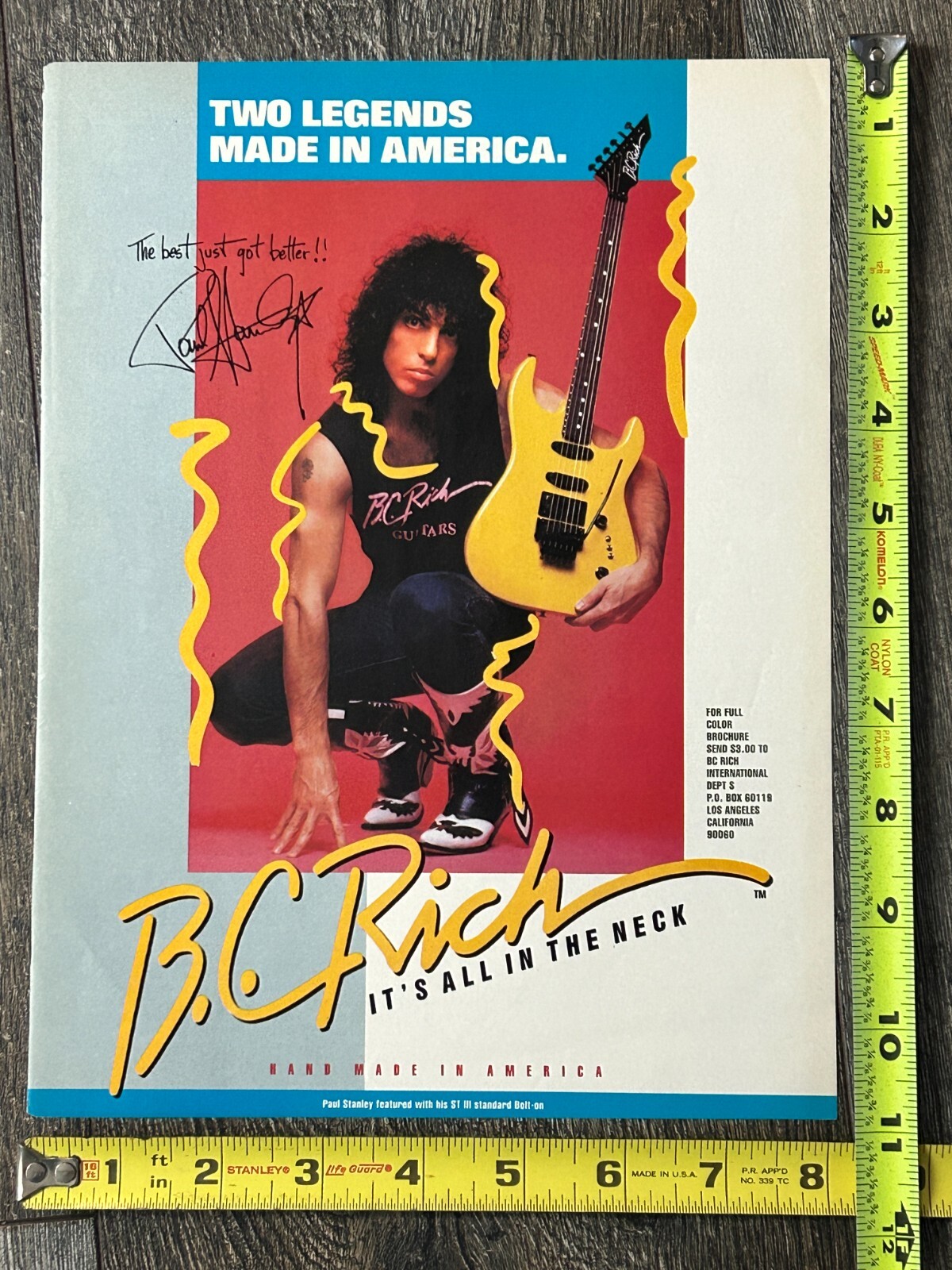 KISS Ad Advert PAUL STANLEY BC Rich Guitar Crazy Nights USA