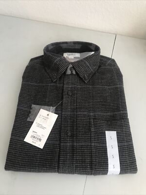 CROFT & BARROW Men Gray Color Plaid  X-Soft FLANNEL SHIRT Small Ret36 (tw-342)