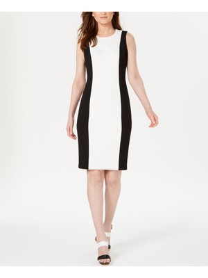 

CALVIN KLEIN Женское белое платье-футляр длиной до колена без рукавов Petites, Белый