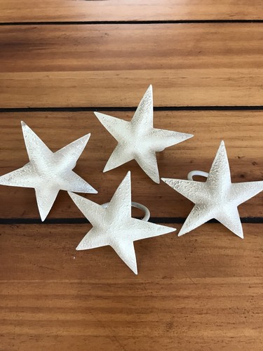 Cream Natural Aged Star Napkin Rings -FARMHOUSE PRIMITIVE RUSTIC WESTERN STARS