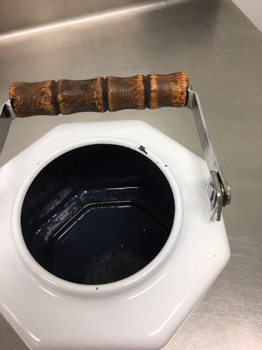 Vintage 1979 M Kamenstein White Enamel Flowers Tea Kettle Teapot