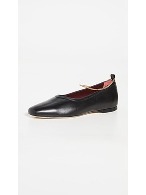 

Женские кожаные балетки STAUD с черной цепочкой Maeve Toe Block Heel Slip On, Черный, 07-1105