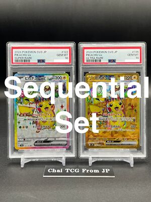 PSA 10 Sequential Set Pikachu ex SR UR Super Electric