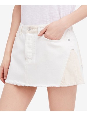 

Женская мини-юбка трапециевидного силуэта с потертостями цвета слоновой кости FREE PEOPLE, талия 30, Цвет слоновой кости