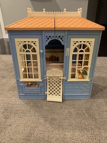 Mattel Barbie 1998 Family House Blue Fold Out Doll House w/ Box Vintage Rare Bed