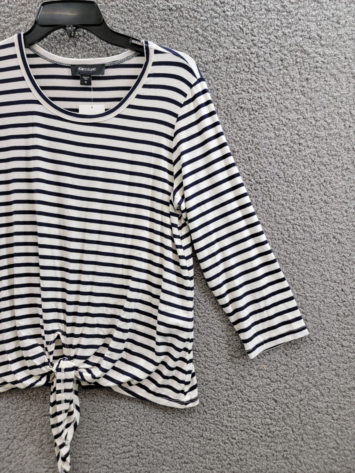 Karen Kane Stripe Tie Front Top Women's Small Navy/White Crewneck Pullover Style - Picture 6 of 17