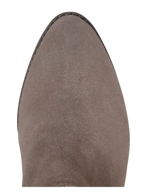 БРЕНД LUCKY Женские серые кожаные сапоги Lefara с миндальным носком на блочном каблуке 7,5 М