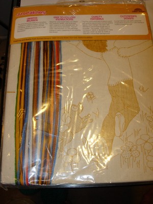 SUNSET STITCHERY PROJECT CREWEL EMBROIDERY KIT JOY BOY DOG 14X18 WALL ART