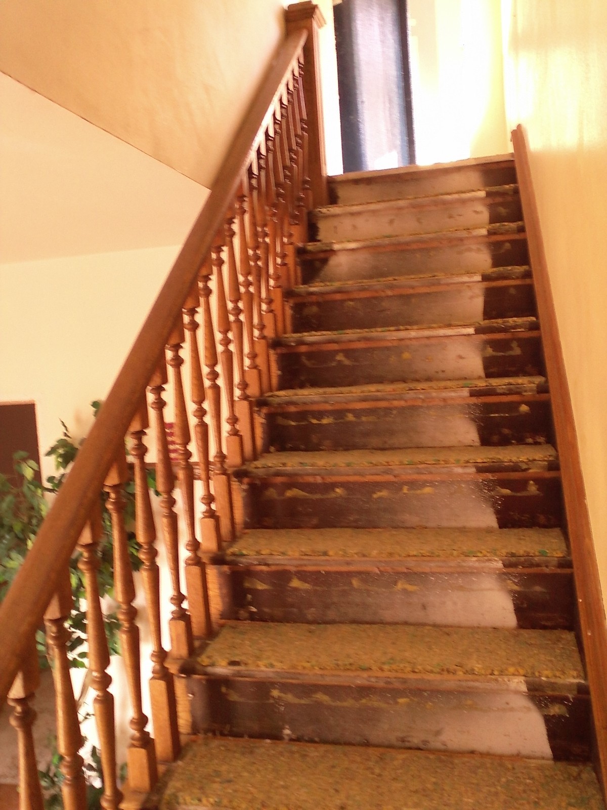 Vintage oak staircase architectural salvage antique balusters newel post railing