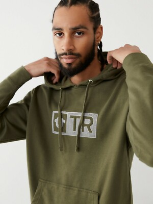True Religion Brand Jeans TR Logo Hoodie size M $119 Army