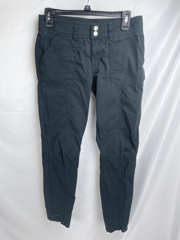 パンツ zip knee tuck trouser prasthana Prana Women 4 Black Essex Pants Snap Closure Pockets Nylon