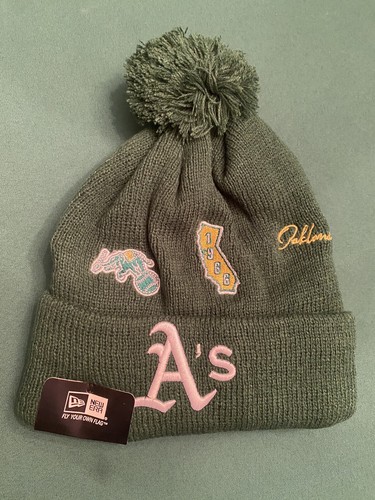 Oakland Athletics New Era Pom Knit Hat Cap Brand New Green