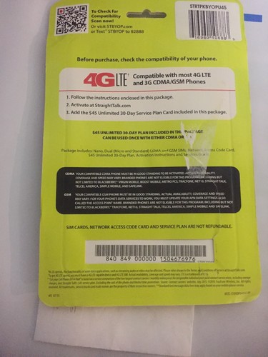 Straight Talk BYOP Kit for AT&T T-Mobile Verizon 4g LTE SIM Kit