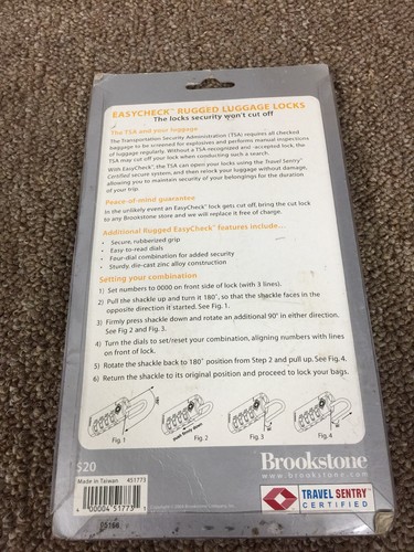 Brookstone EasyCheck Luggage Lock TSA Approved & Travel Sentry Certified 2-Pack