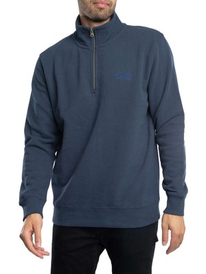 Мужская толстовка Superdry Essential с логотипом Henley, синяя