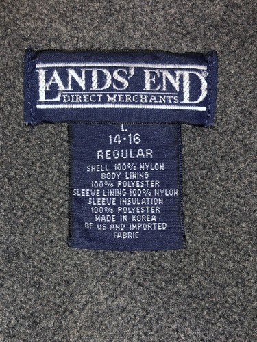 Lands End Youth Large 14-16 Full Zip Fleece Lined Jacket Nylon Shell Blue EUC