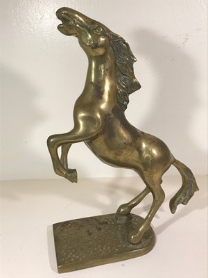 Vtg Brass Rearing Wild Stallion Horse Statue