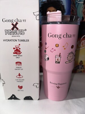Gong Cha X Peanuts Snoopy 2024 Holiday Limited Ed Metal Hydration Tumbler (Pink)