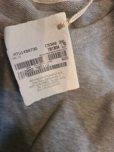 Pre-owned Brunello Cucinelli $1000  Men Gray Sweatshirt Eu 62/us 2xl Authentic