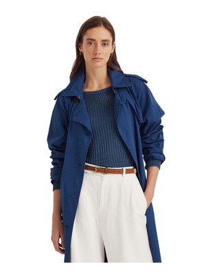 

LAUREN RALPH LAUREN Женский синий плащ с поясом, карманами и вентилируемой спинкой, 200861915001