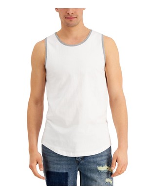 

UNIVIBE Mens Ringer White Легкая эластичная майка без рукавов с круглым вырезом, Белый, UY220509